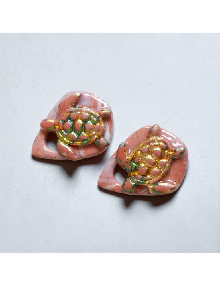 L’Atelier de Patricia - Boucles d'oreilles interchangeable - tortue – Marron clair