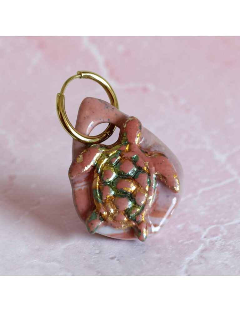 L’Atelier de Patricia - Boucles d'oreilles interchangeable - tortue – Marron clair