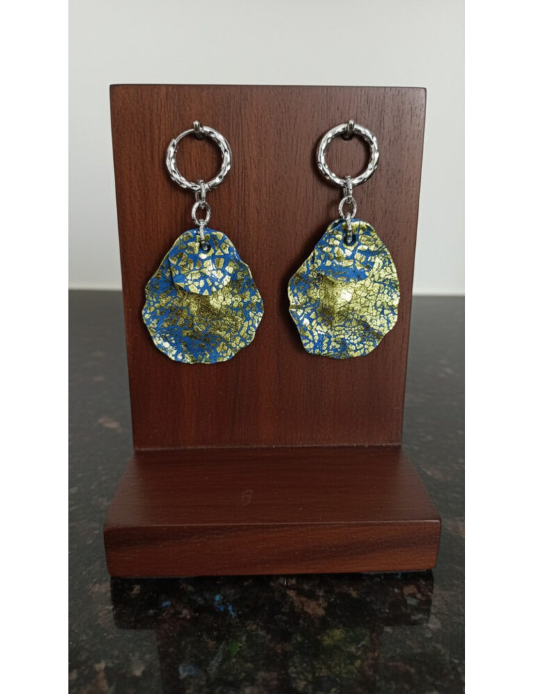 L’Atelier de Patricia - Boucles d'oreilles interchangeable – Bleu clair et dore