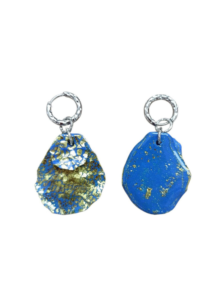 L’Atelier de Patricia - Boucles d'oreilles interchangeable – Bleu clair et dore