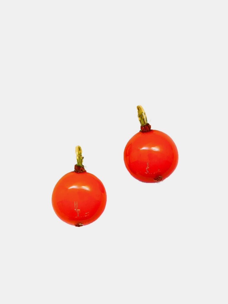 Ciléa Paris - Boucles d'oreilles Orange Botanica – Feuille / Dormeuse (Oreilles percées)