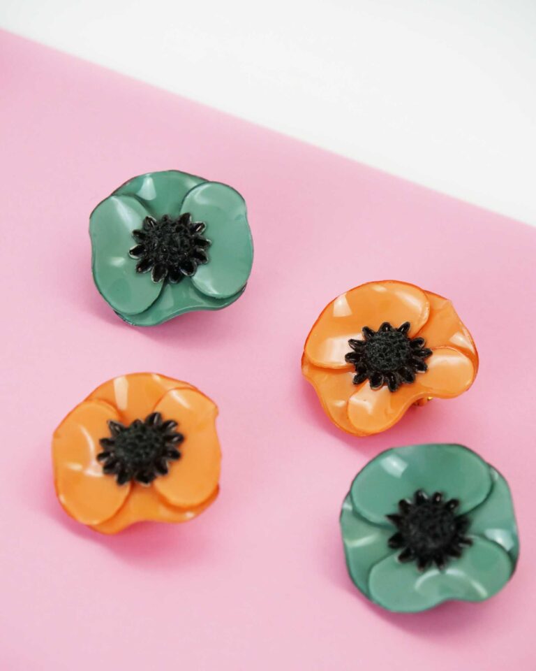 Ciléa Paris - Boucles d'oreilles courtes Anémone - Petit – Dormeuse (Oreilles percées) / Noir