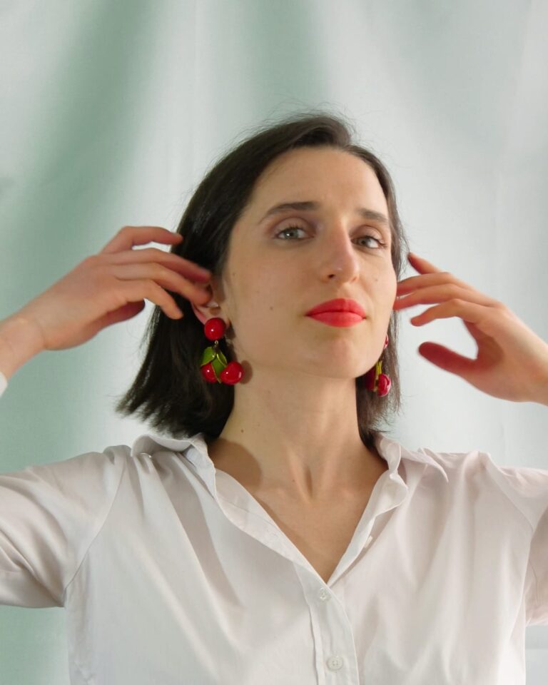 Ciléa Paris - Boucles d’oreilles pendantes cerises Napoléon – Tige (Oreilles percées)