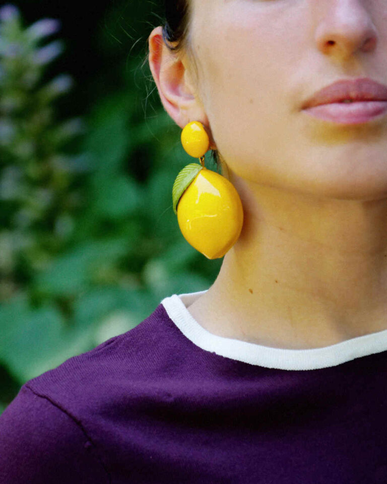 Ciléa Bijoux - Boucles d'oreilles Citron - Maxi – Tiges (oreilles percées)