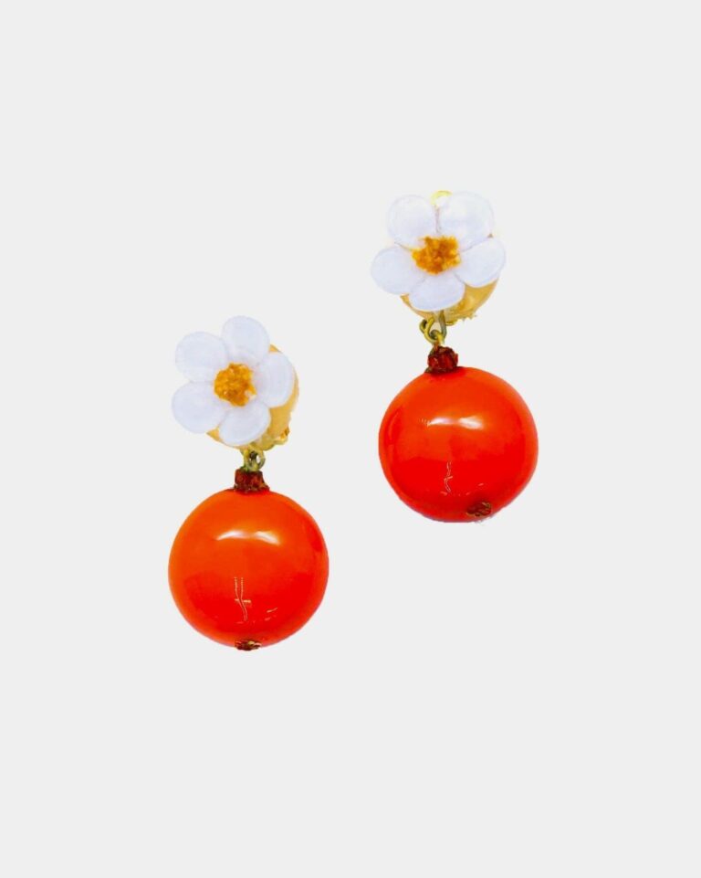 Ciléa Paris - Boucles d'oreilles Orange Botanica – Feuille / Dormeuse (Oreilles percées)