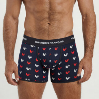 Boxer classique coqs tricolores par la marque Garçon Français Garçon Français - Boxer classique coqs tricolores