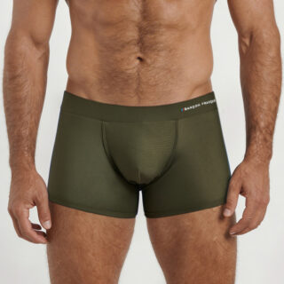Boxer de bain kaki – broderie par la marque Garçon Français Garçon Français - Boxer de bain kaki – broderie