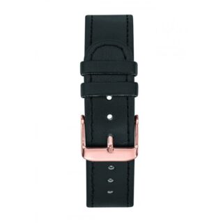 Menthe à l’eau - Bracelet 18 mm façon cuir noir boucle dorée rose