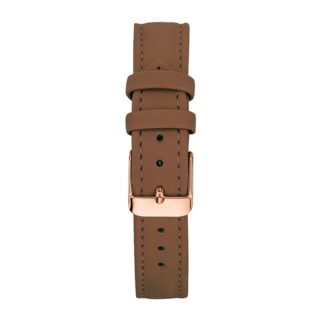Menthe à l’eau - Bracelet Femme 16 mm Cuir Véritable Camel boucle rose dorée