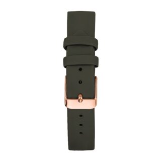 Menthe à l’eau - Bracelet Femme 16 mm Cuir Véritable Kaki boucle rose dorée