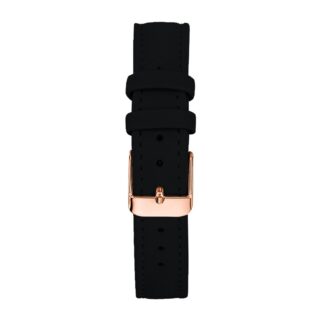 Menthe à l’eau - Bracelet Femme 16 mm Cuir Véritable Noir boucle rose dorée