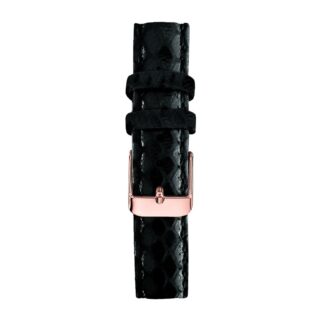 Menthe à l’eau - Bracelet Femme 16 mm Cuir Véritable Python Noir boucle rose dorée