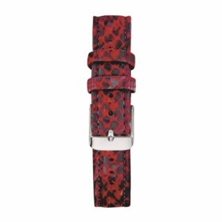 Menthe à l’eau - Bracelet Femme 16 mm Cuir Véritable Python Rouge boucle chromée