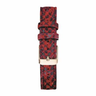 Menthe à l’eau - Bracelet Femme 16 mm Cuir Véritable Python Rouge boucle rose dorée