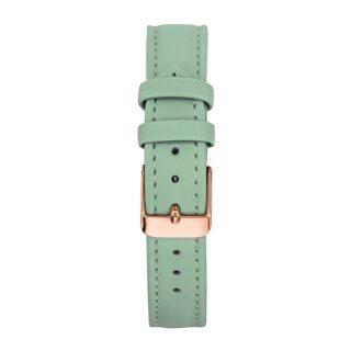 Menthe à l’eau - Bracelet Femme 16 mm Cuir Véritable vert deau boucle rose dorée