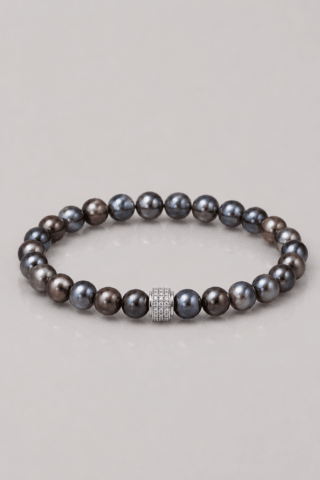 NEIJE - Bracelet Swann Perles deau douce Noires Or Blanc