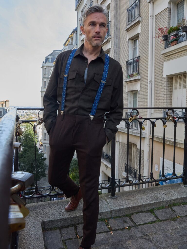 Pierrot - Bretelles à Motifs Classiques Paisley – Bleu