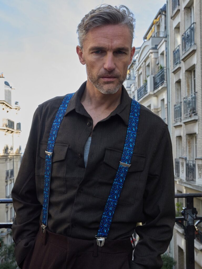 Pierrot - Bretelles à Motifs Classiques Paisley – Bleu
