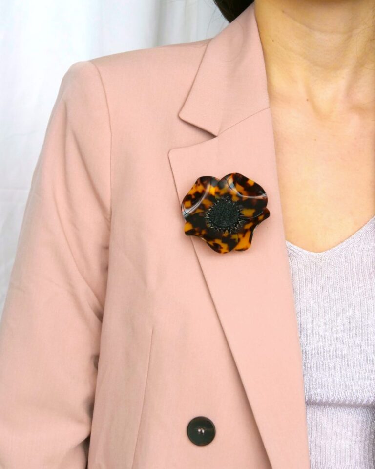 Ciléa Paris - Broche Anémone - Grand – Noir