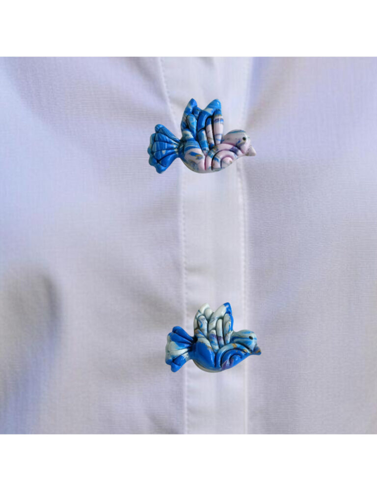 L’Atelier de Patricia - Cache bouton -Colombe bleu – Bleu marine