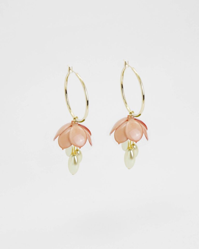 Ciléa Paris - Créoles Cécile avec perles – Blush / Grande argent