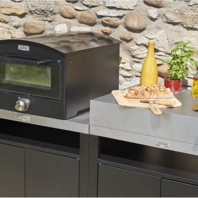 LE MARQUIER - Cuisine d'extérieur LE MARQUIER 2 éléments avec crédences coloris DUO noir et inox
