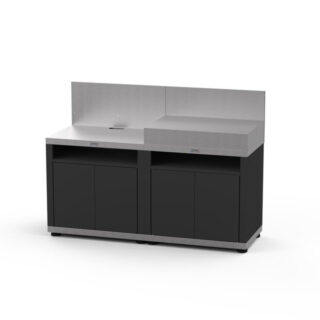Le Marquier - Cuisine dextérieur LE MARQUIER 2 éléments avec crédences coloris DUO noir et inox