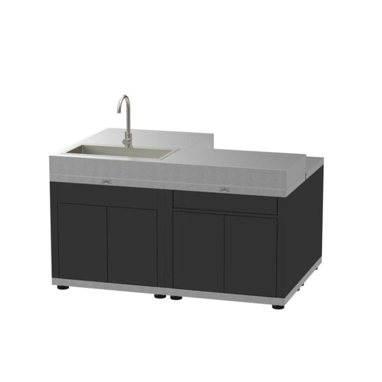 LE MARQUIER - Cuisine d'extérieur LE MARQUIER îlot 4 éléments coloris DUO noir et inox