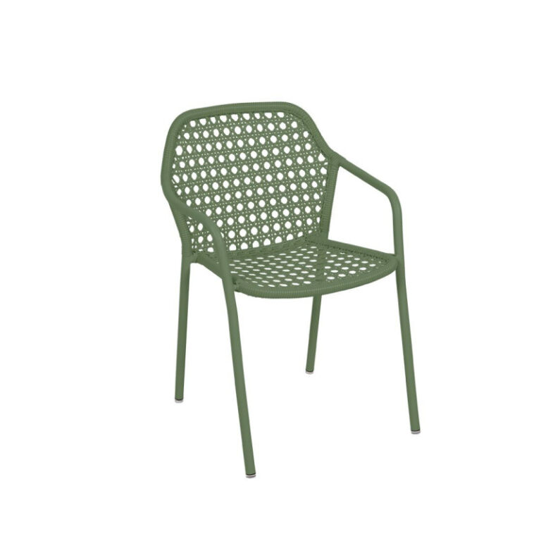 FERMOB - Fauteuil avec accoudoirs bridge FERMOB Croisette en métal et polyéthlène - 4 coloris
