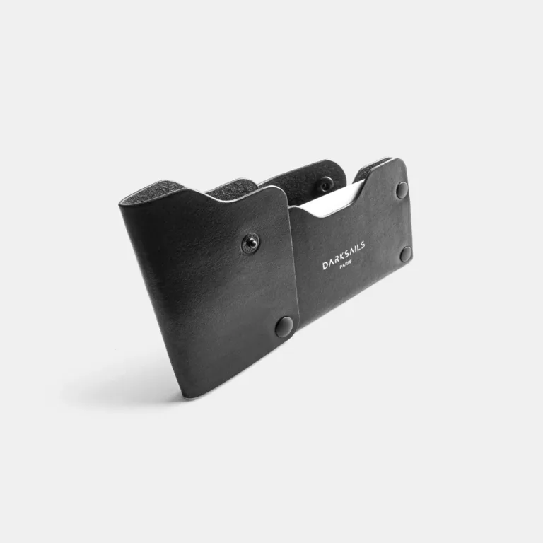 Darksails - Porte-Cartes Pliable en Cuir Noir