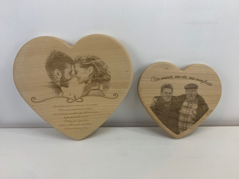 Sève et Copeaux - Cœur souvenir avec gravure personnalisée (grand & moyen formats)