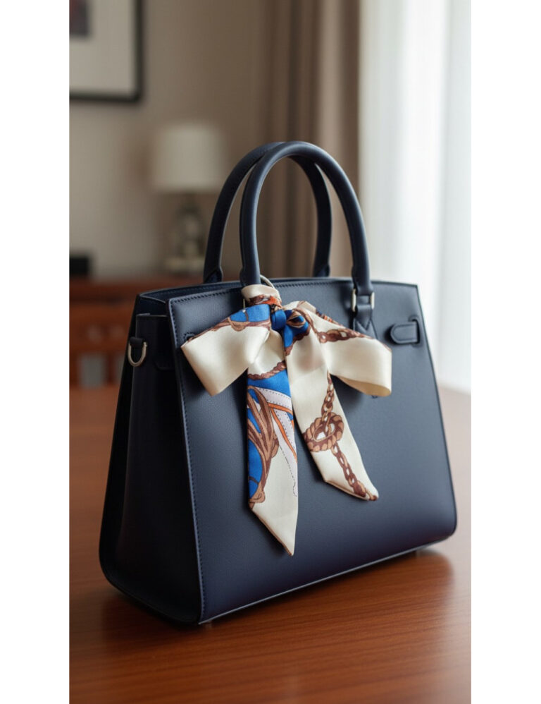 L’Atelier de Patricia - Foulard  sac à main – Bleu marine