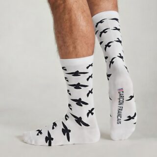 Chaussettes oiseaux bleus par la marque Garçon Français Garçon Français - Chaussettes oiseaux bleus