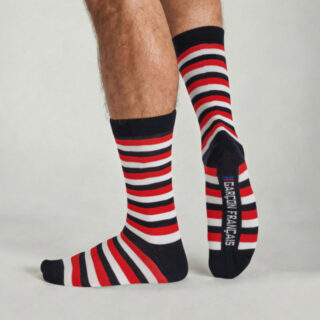 Chaussettes rayures tricolores par la marque Garçon Français Garçon Français - Chaussettes rayures tricolores