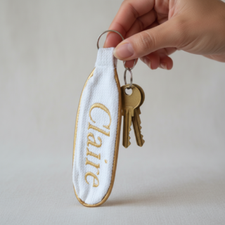 La Fabrique À DeDeuh - Porte-clé brodé prénom – Cadeau maîtresse enseignante ATSEM personnalisé fait main