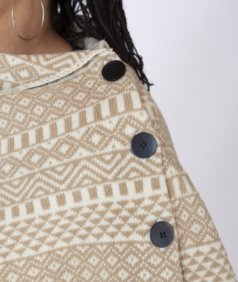 Ardelaine - Poncho à motifs Jacquard en laine - Jaujac