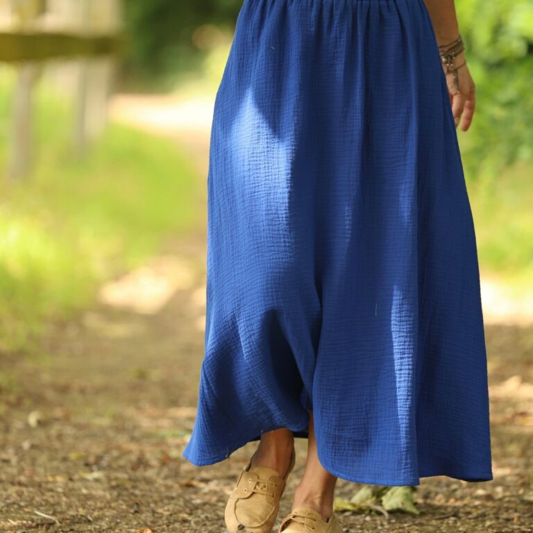 Quintessence - Jupe Tao — Double gaze de coton bleu majorelle – XXXL