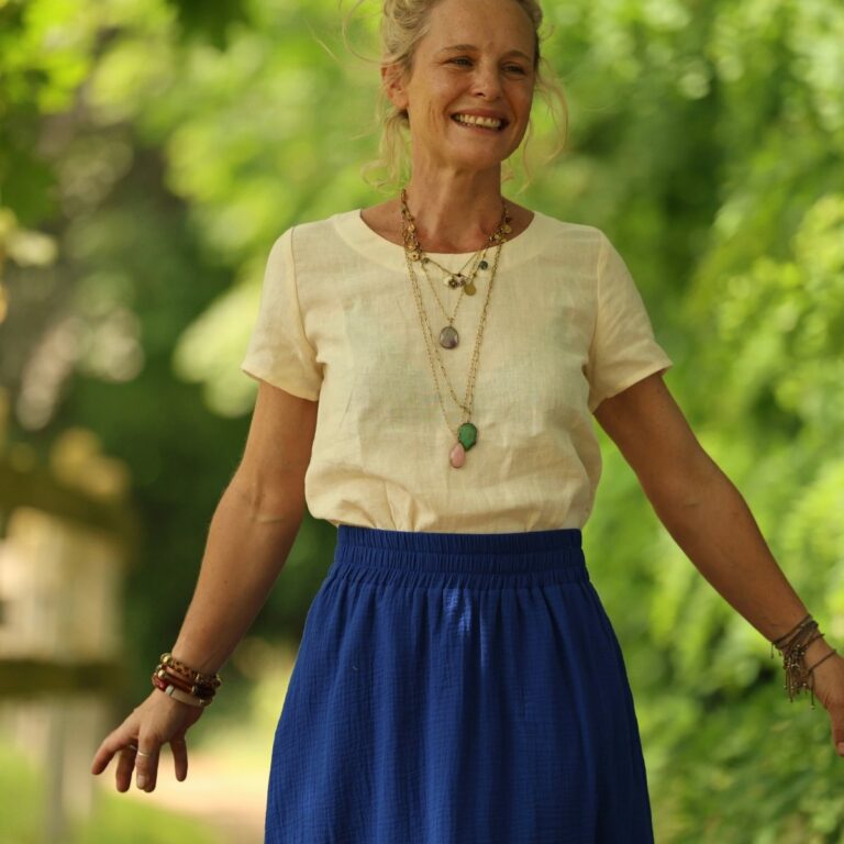 Quintessence - Jupe Tao — Double gaze de coton bleu majorelle – XXXL