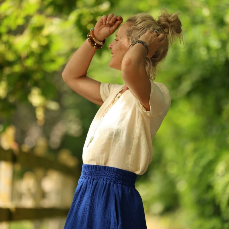 Quintessence - Jupe Tao — Double gaze de coton bleu majorelle – XXXL