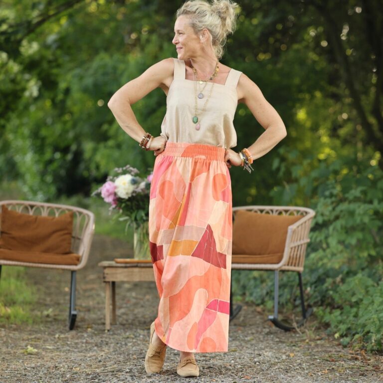Quintessence - Jupe Tao — Satin de coton Dune Rose – XXXL
