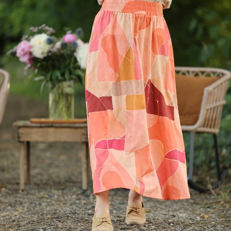 Quintessence - Jupe Tao — Satin de coton Dune Rose – XXXL