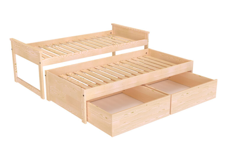 ABC MEUBLES - Lit Gigogne 90x200 Maxi en bois + tiroirs de rangement