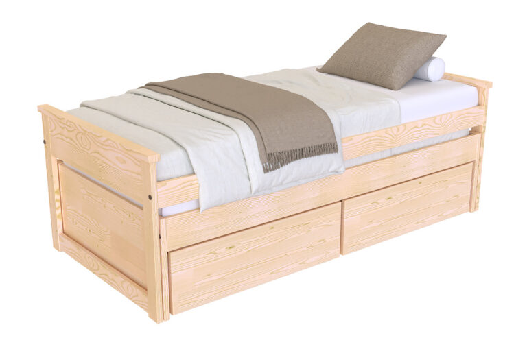 ABC MEUBLES - Lit Gigogne 90x200 Maxi en bois + tiroirs de rangement
