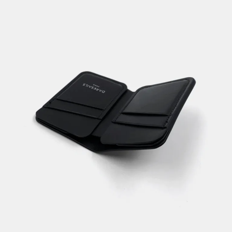 Darksails - Portefeuille Compact en Cuir Noir