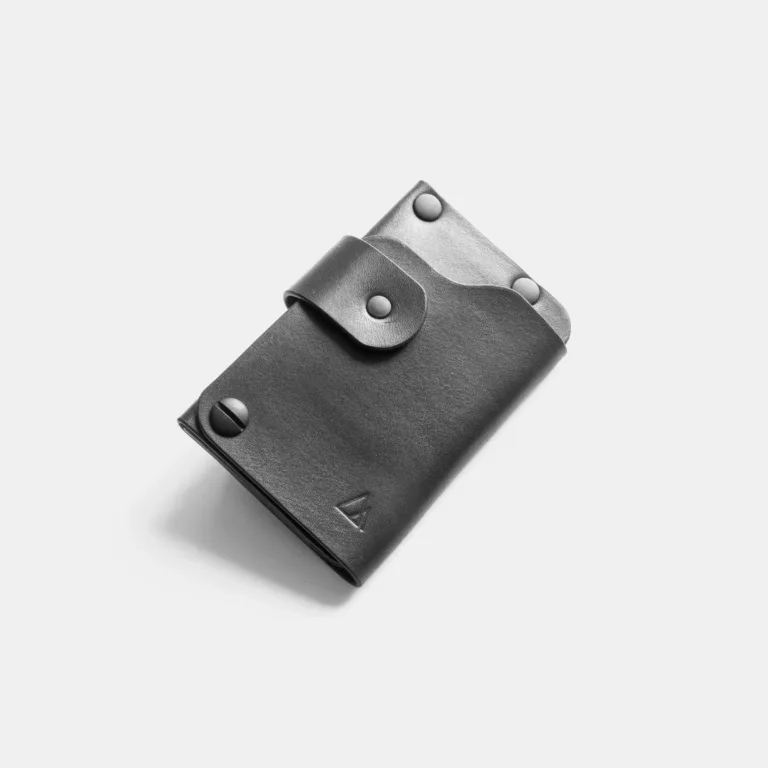 Darksails - Porte-Cartes Pliable en Cuir Noir