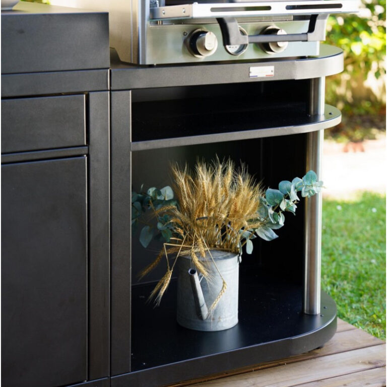 LE MARQUIER - Meuble arrondi ouvert droite LE MARQUIER pour cuisine d'extérieur 80x55cm noir