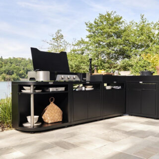 Le Marquier - Meuble arrondi ouvert gauche LE MARQUIER pour cuisine dextérieur 80x55cm noir