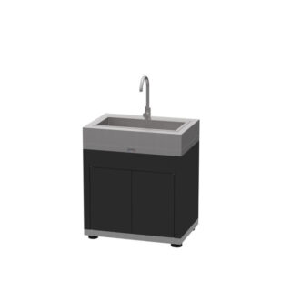 Le Marquier - Meuble avec évier intégré LE MARQUIER pour cuisine dextérieur 80x55cm coloris DUO noir inox