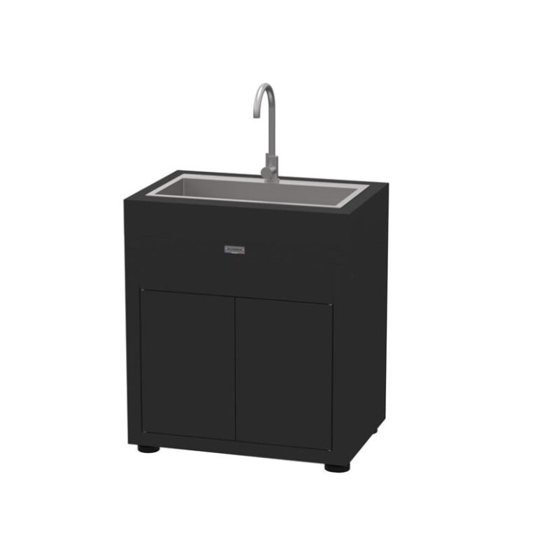 LE MARQUIER - Meuble avec évier intégré LE MARQUIER pour cuisine d'extérieur 80x55cm noir