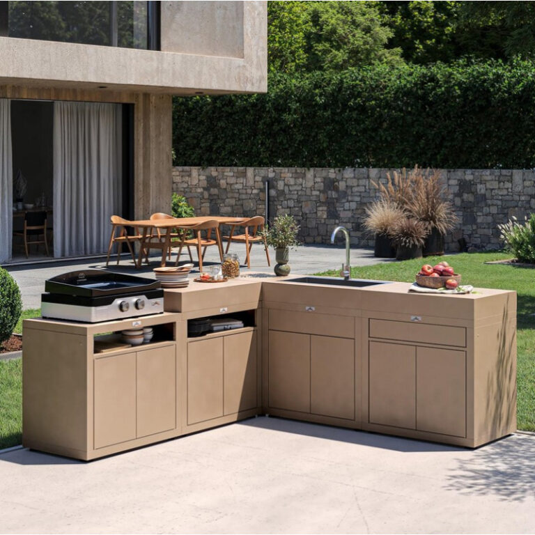 LE MARQUIER - Meuble avec évier intégré LE MARQUIER pour cuisine d'extérieur 80x55cm taupe